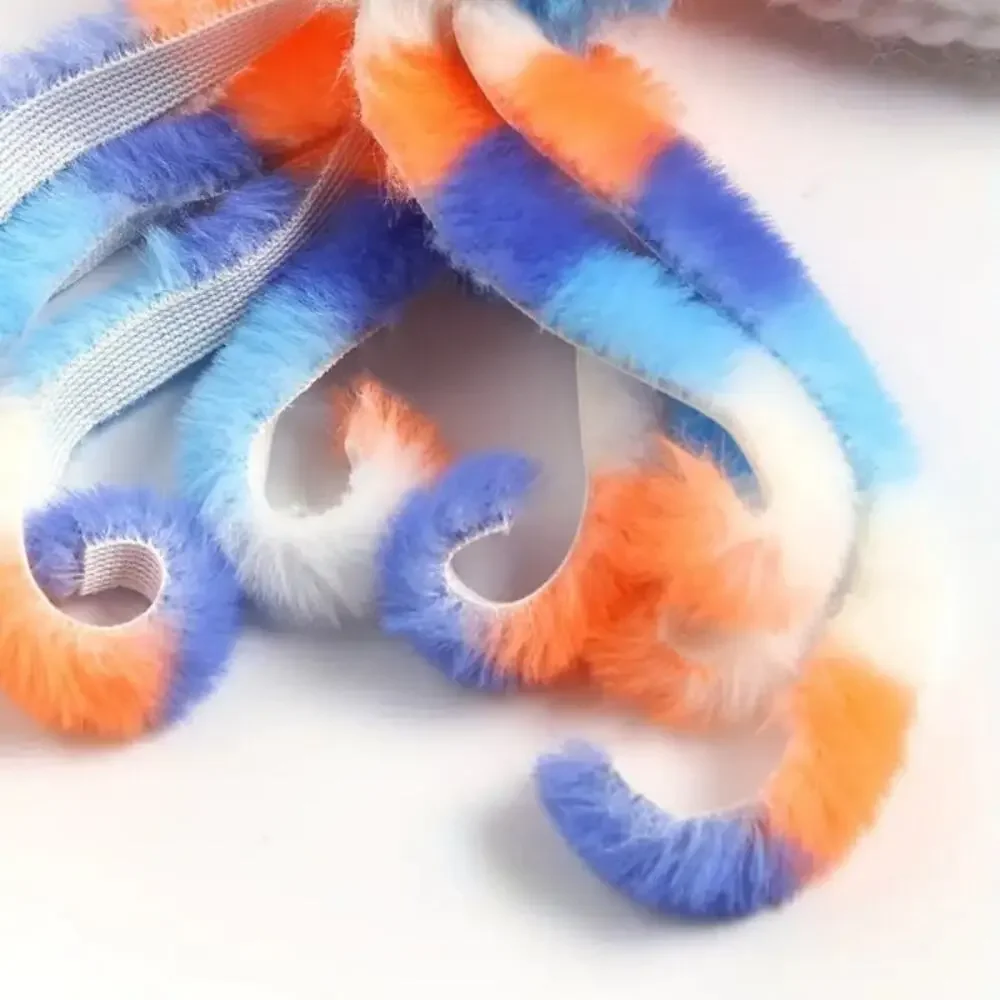 Cute and Colorful‎ Fuzzy Rainbow Octopus Keychain